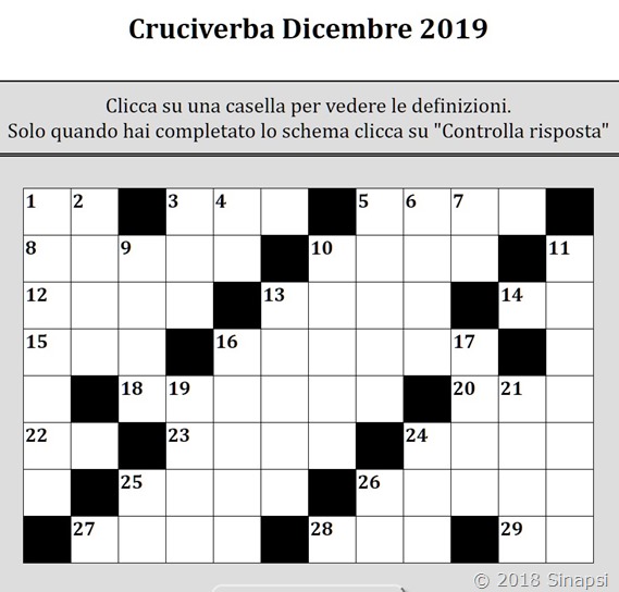 Cruciverba di Dicembre 2019