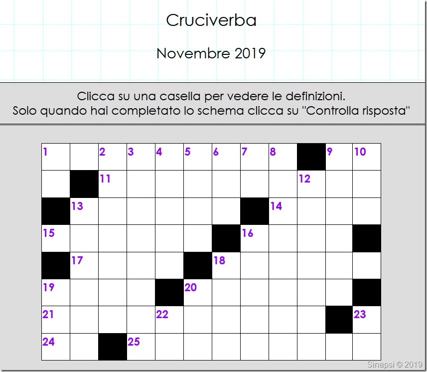 Cruciverba di Novembre 2019