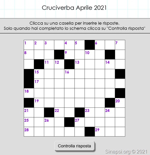 Cruciverba Aprile 2021